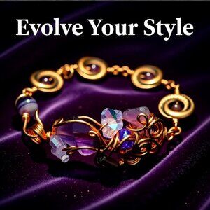 The Color Purple! One-of-a-kind Handmade & Wire Wrapped Butterfly Bead Bracelet